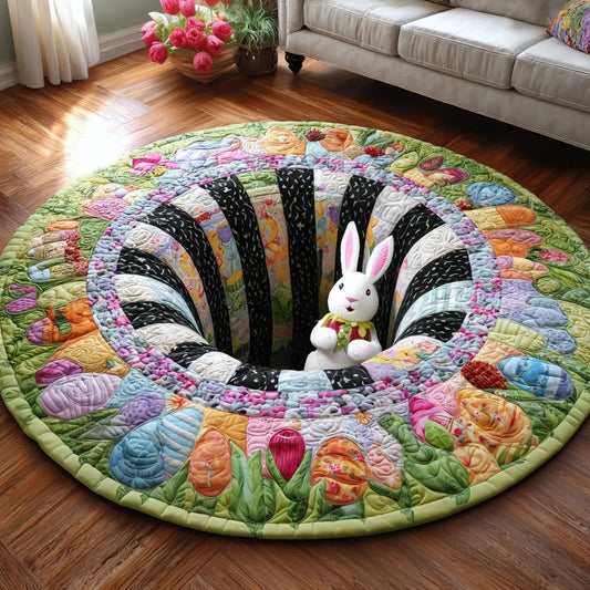 Hidden Bunny Meadow Quilted Round Mat NCU0PT11498