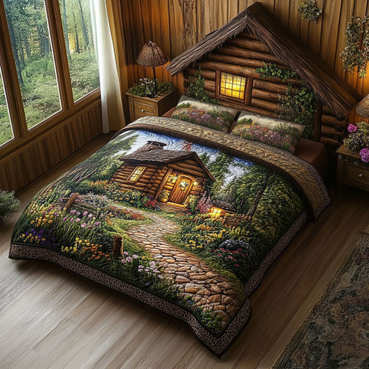 Hidden Cottage 3-Piece Quilted Bedding Set NCU0PT3252