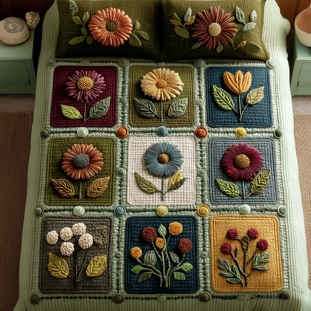 Hidden Garden 3-Piece Quilted Bedding Set NCU0NT7849