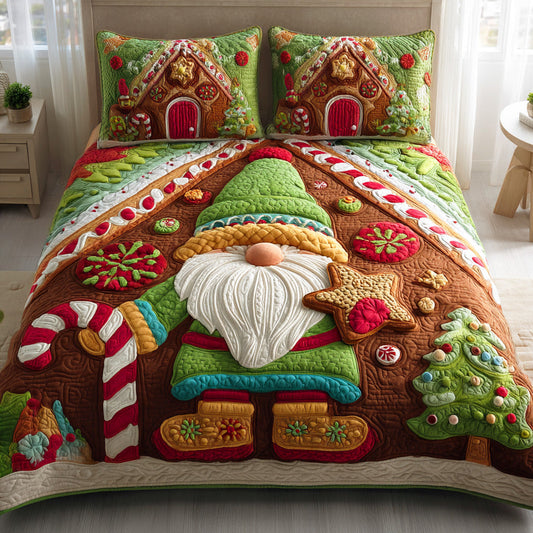 Hidden Gnome Hollow 3-Piece Quilted Bedding Set NCU0TD1093