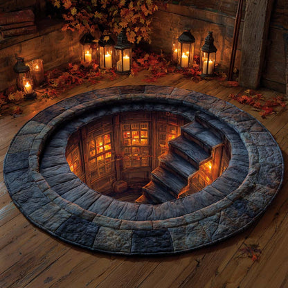 Hidden Library Portal Quilted Round Mat NCU0XD955