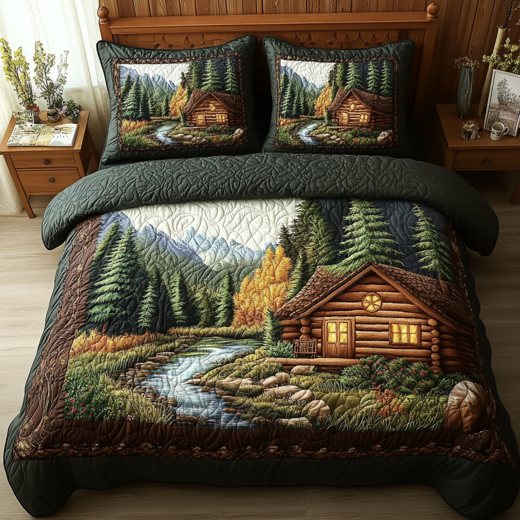 Hidden Lodge 3-Piece Quilted Bedding Set NCU0VL2283