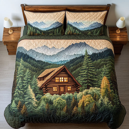 Hidden Mountain Lodge 3-Piece Quilted Bedding Set NCU0PT6753