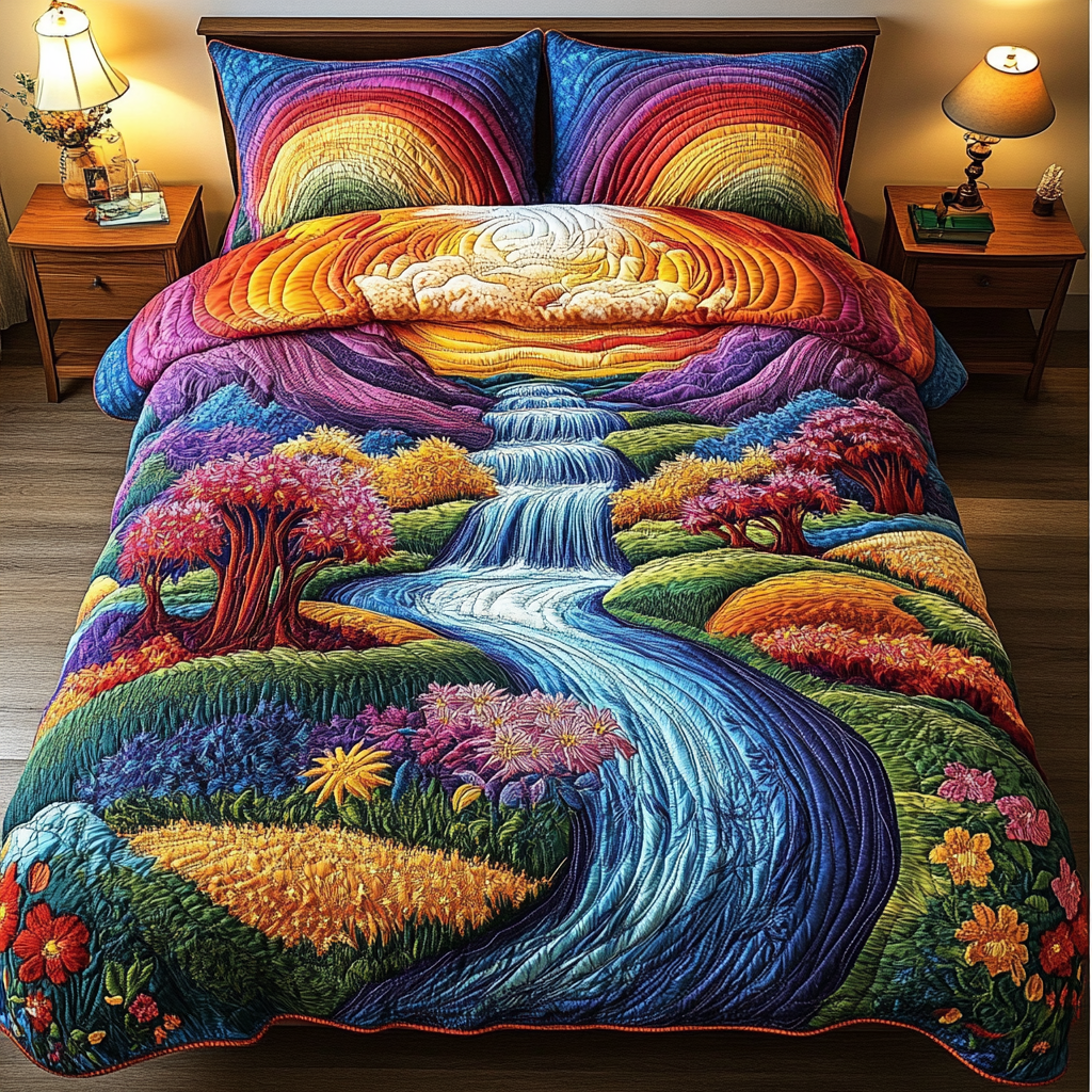 Hidden Oasis 3-Piece Quilted Bedding Set NCU0DK5556