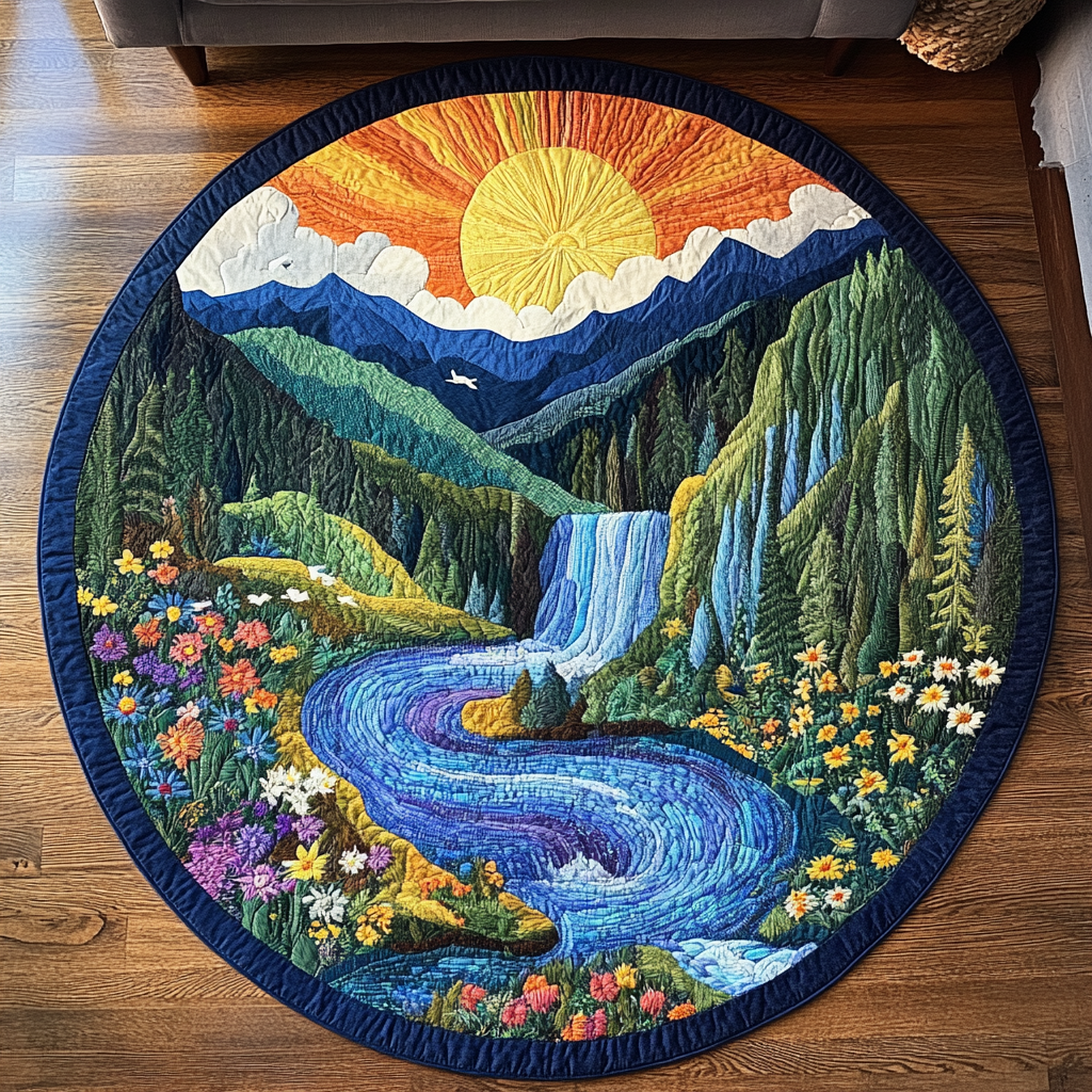 Hidden Oasis Quilted Round Mat NCU0DK5455
