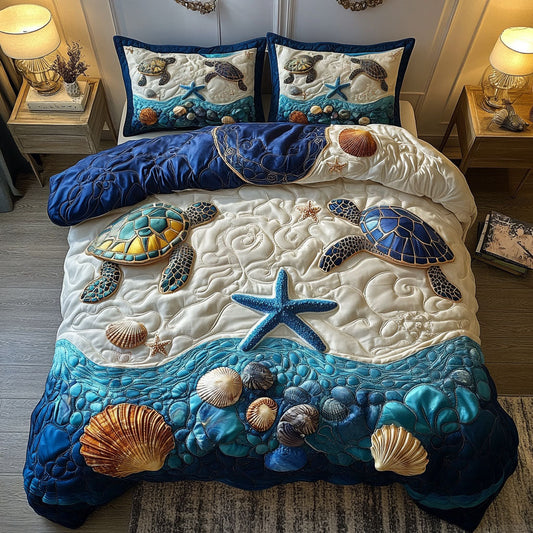 Hidden Turtle Haven 3-Piece Quilted Bedding Set NCU0NT7105