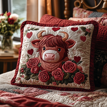 Highland Cow Charm Quilted Bedding Pillow Case NCU0DV2536