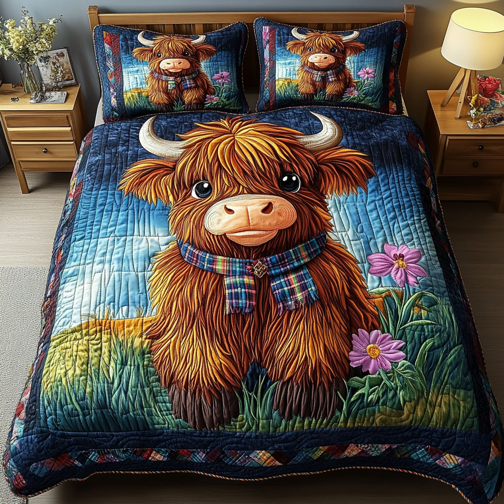 Highland Bloom 3-Piece Quilted Bedding Set NCU0VL2244