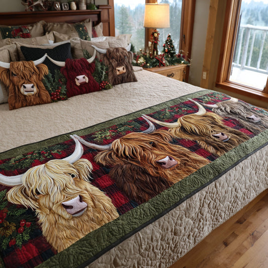 Highland Christmas Peace Quilted Bed Runner NCU0DV8853