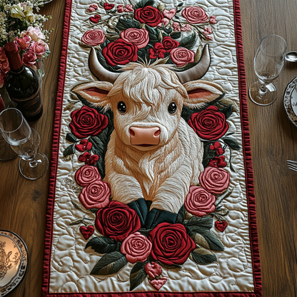 Highland Cow Bliss Quilted Table Runner NCU0DV2372