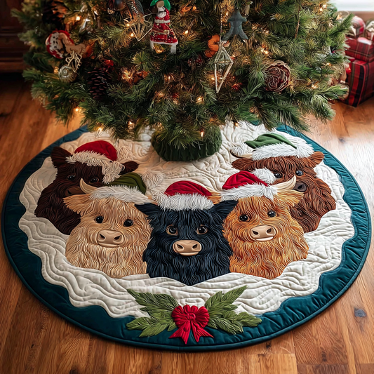 Highland Cow Holiday Christmas Quilted Tree Skirt NCU0DK11415