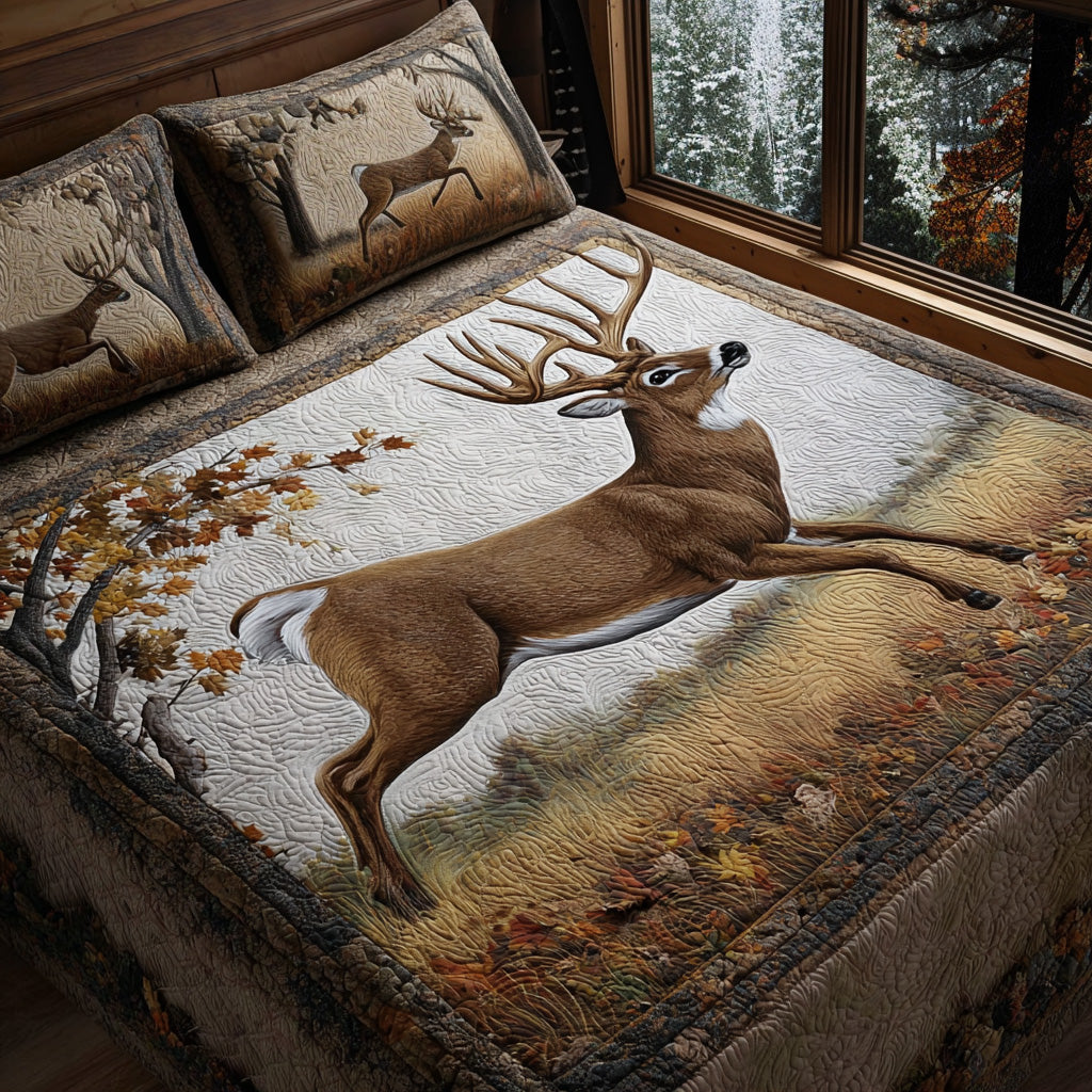 Highland Mist Deer 3-Piece Quilted Bedding Set NCU0DV8030