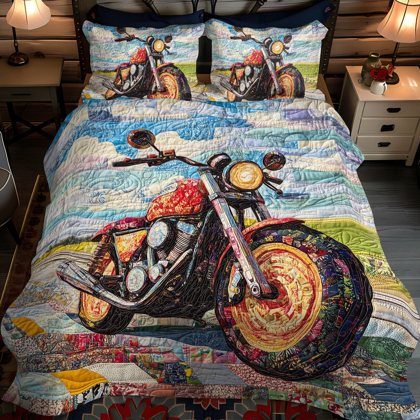 Highways and Horizons 3-Piece Quilted Bedding Set NCU0PT5704