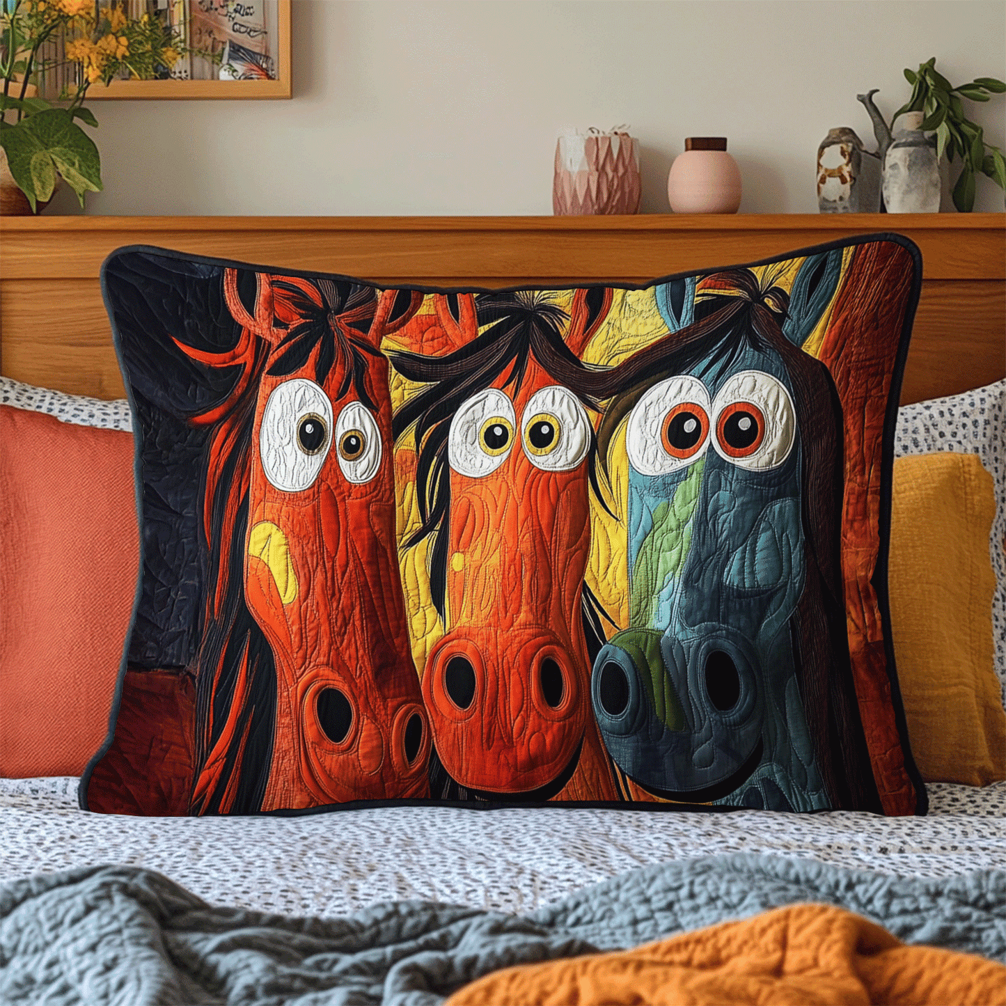Hilarious Horse Quilted Bedding Pillow Case NCU0DV5473