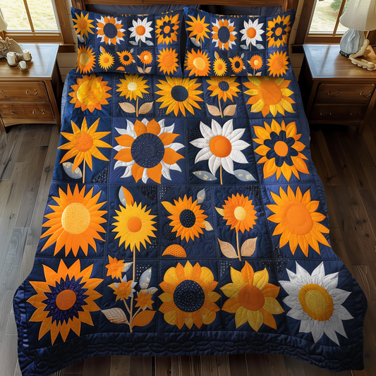 Hilarious Sunflowers 3-Piece Quilted Bedding Set NCU0VL222
