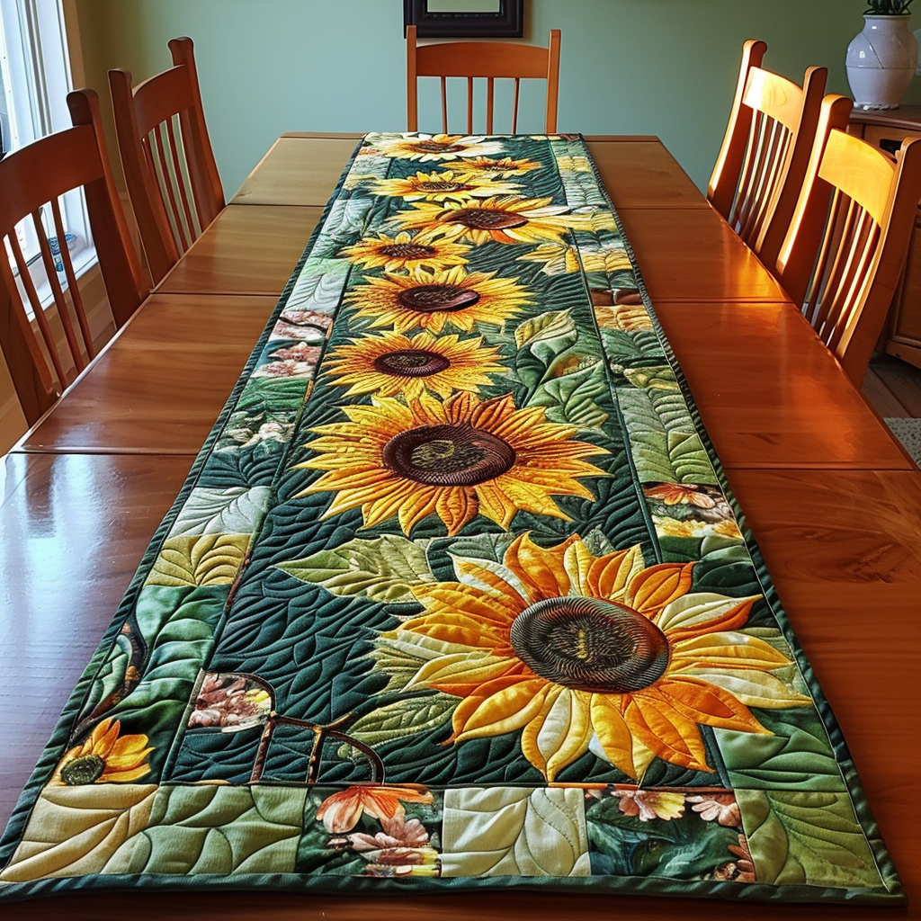 Hilarious Sunflowers Quilted Table Runner NCU0VL198