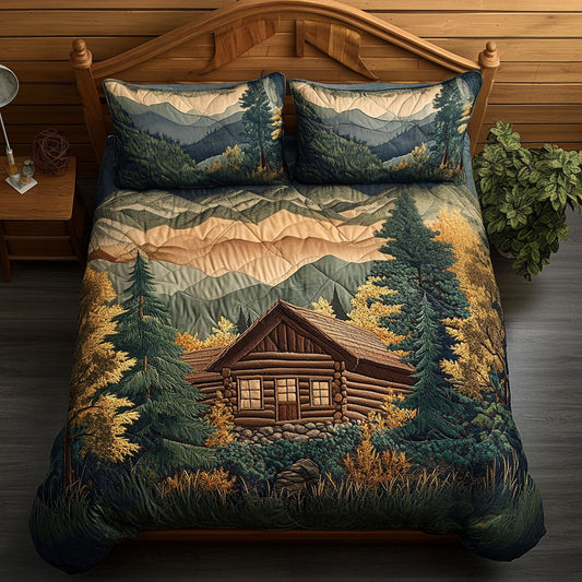 Hillside Cabin 3-Piece Quilted Bedding Set NCU0PT6754