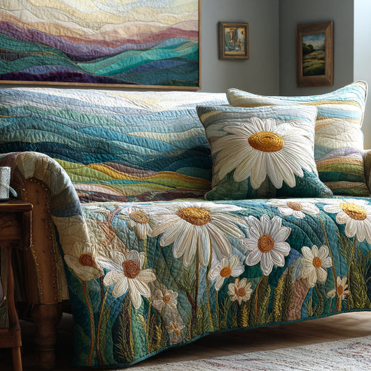 Hillside Daisy Quilted Sofa Cover NCU0DV8993