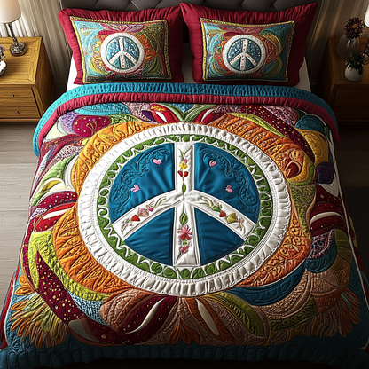 Hippie Bloom 3-Piece Quilted Bedding Set NCU0VL1158