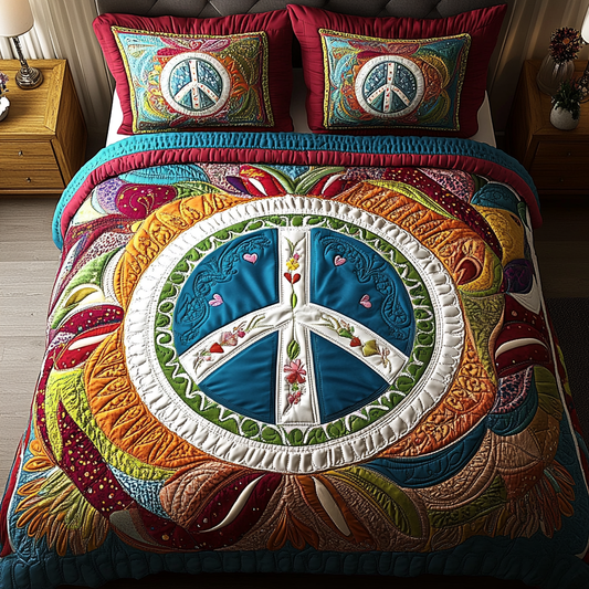 Hippie Bloom 3-Piece Quilted Bedding Set NCU0VL1158