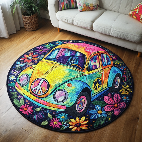 Hippie Bloom Quilted Round Mat NCU0DK8287