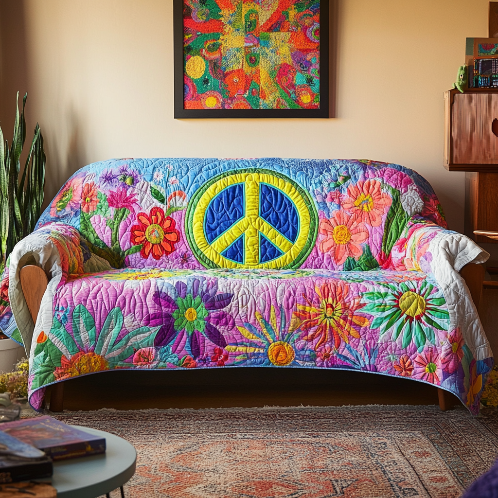Hippie Bloom Quilted Sofa Cover NCU0DK10844