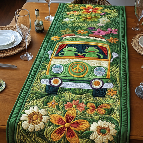 Hippie Frog Quilted Table Runner NCU0VH4991