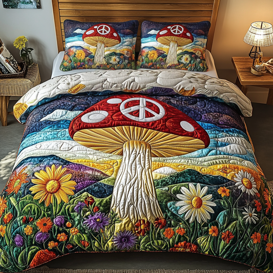 Hippie Fungi 3-Piece Quilted Bedding Set NCU0VL2580