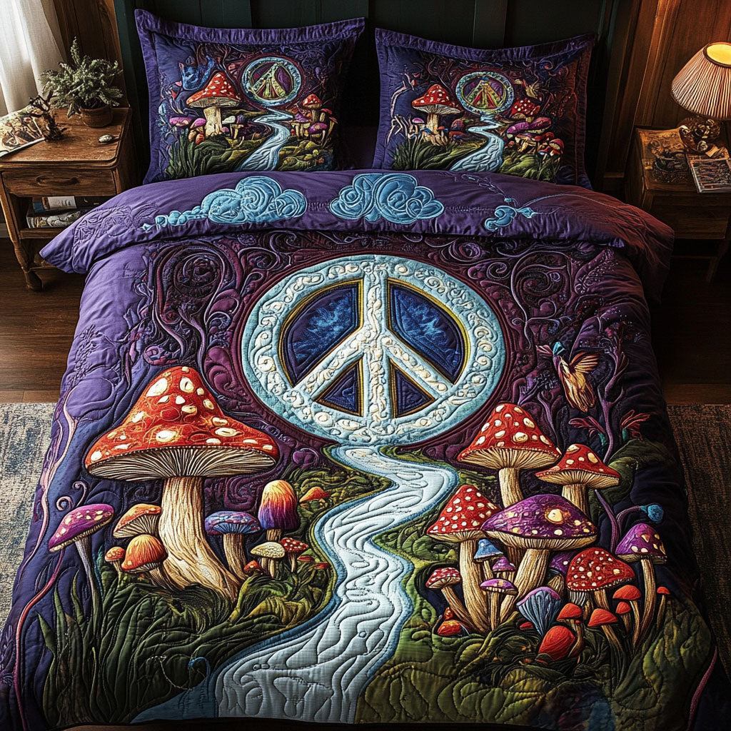 Hippie Grove Retreat 3-Piece Quilted Bedding Set NCU0PT4068