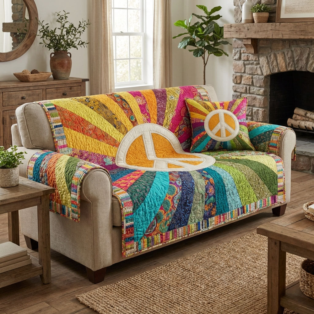 Hippie Harmony Quilted Sofa Cover NCU0DK12125