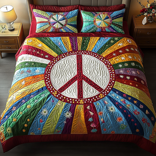 Hippie Love 3-Piece Quilted Bedding Set NCU0DK7555