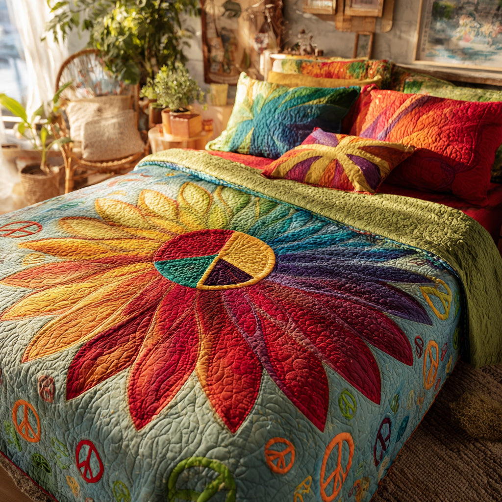 Hippie Meadow 3-Piece Quilted Bedding Set NCU0VL3306