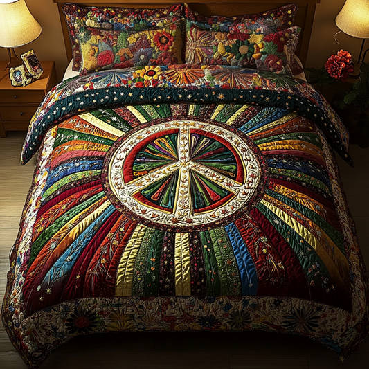 Hippie Mood 3-Piece Quilted Bedding Set NCU0DK7556