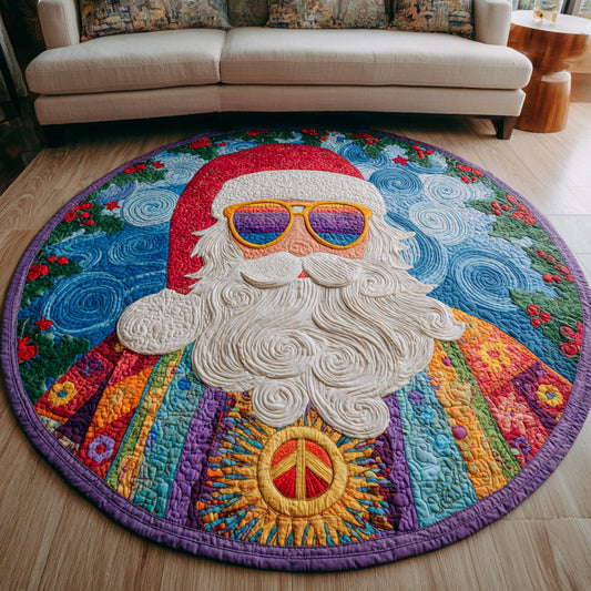 Hippie Santa Claus Quilted Round Mat NCU0HH580