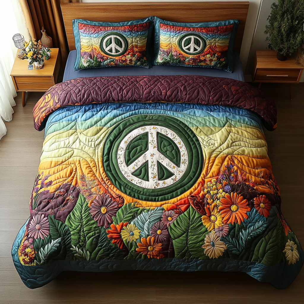 Hippie Spirit 3-Piece Quilted Bedding Set NCU0DK7551
