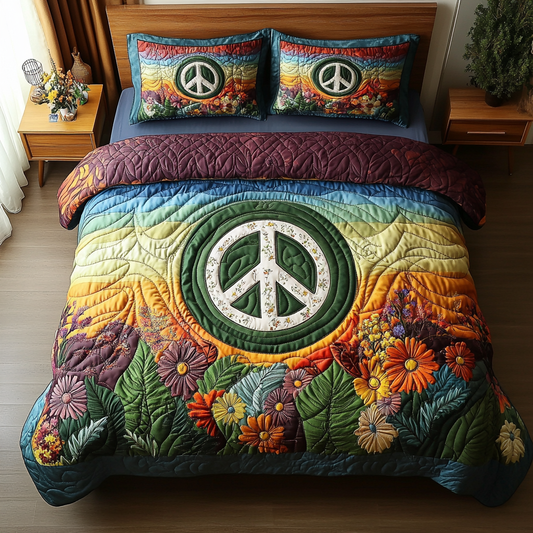Hippie Spirit 3-Piece Quilted Bedding Set NCU0DK7551