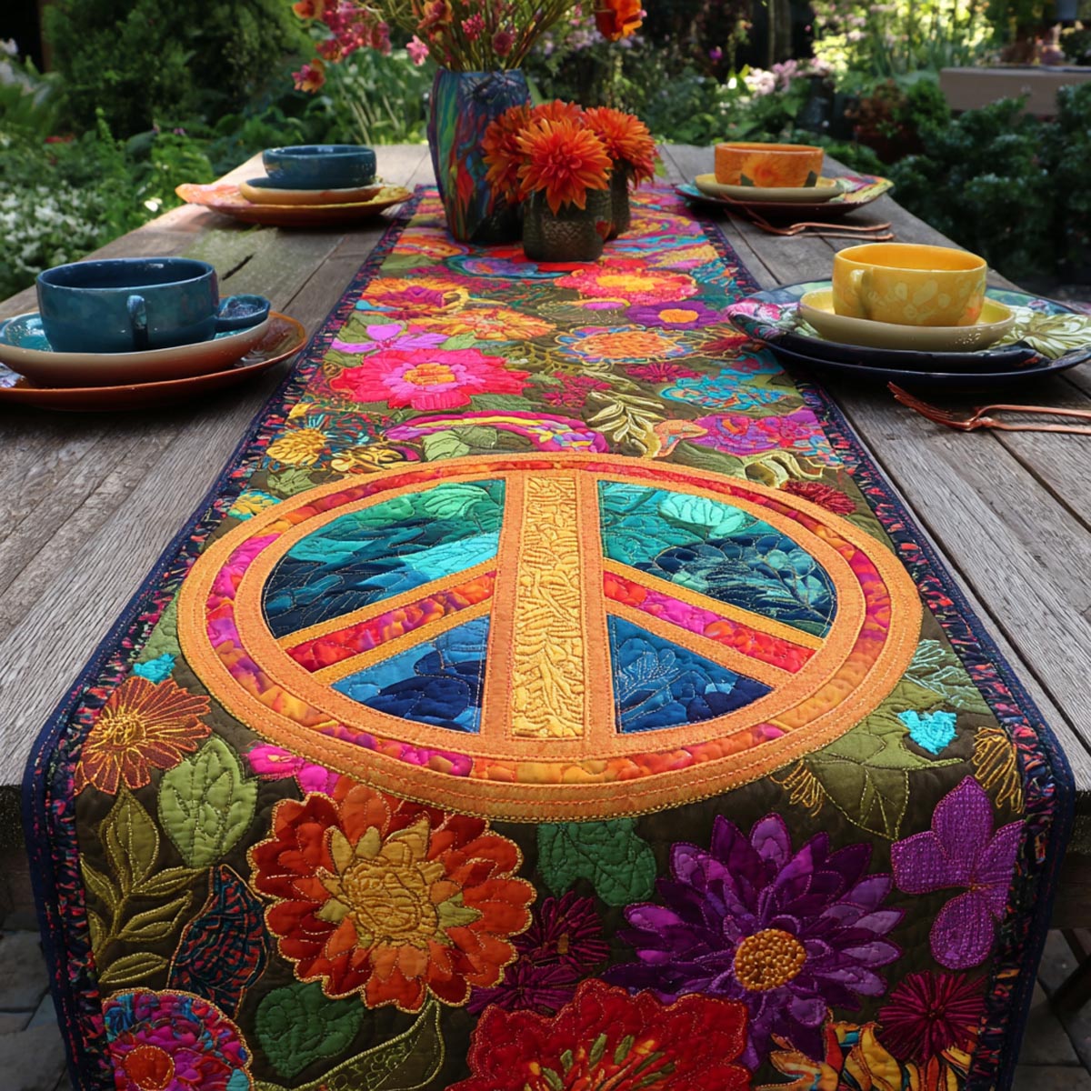 Hippie Spirit Quilted Table Runner NCU0DV9178