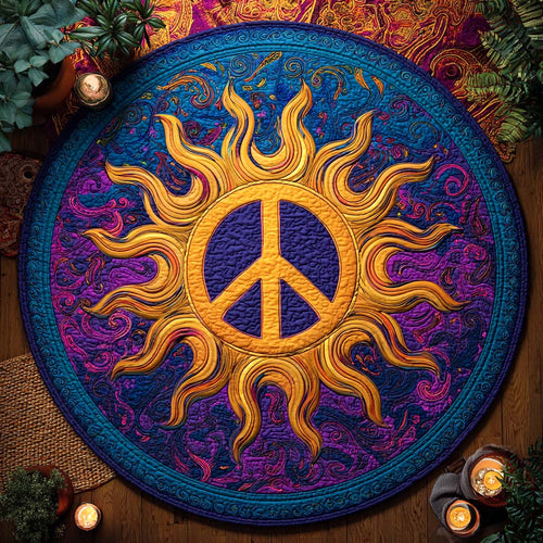 Hippie Sunburst Quilted Round Mat NCU0XD545