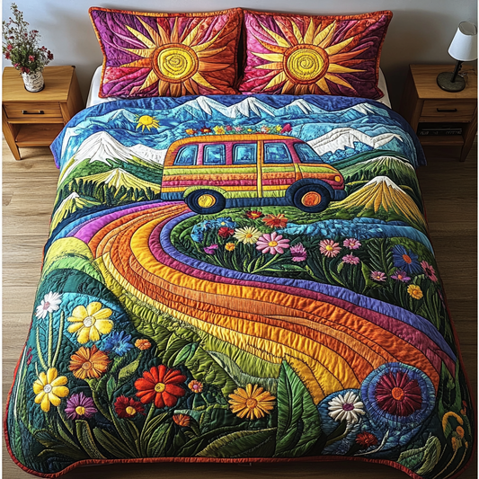 Hippie Trails 3-Piece Quilted Bedding Set NCU0DK4346