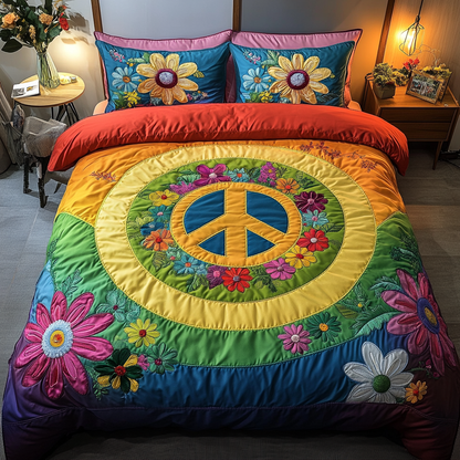 Hippie Vibes 3-Piece Quilted Bedding Set NCU0DK7549