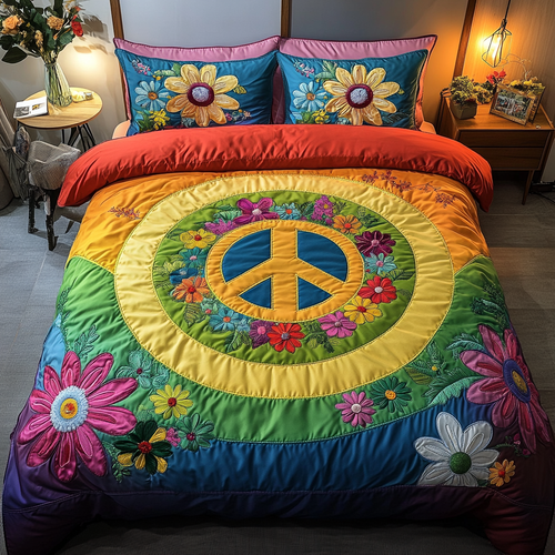 Hippie Vibes 3-Piece Quilted Bedding Set NCU0DK7549