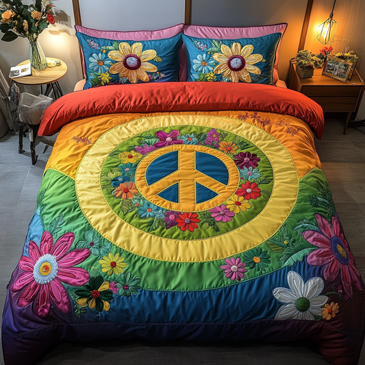 Hippie Vibes 3-Piece Quilted Bedding Set NCU0DK7549