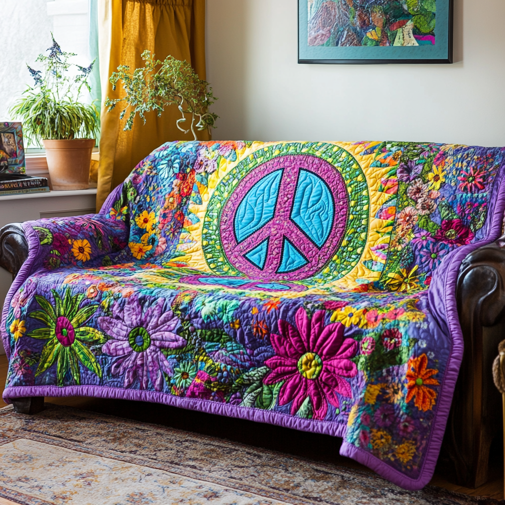 Hippie Vibes Quilted Sofa Cover NCU0DK11313