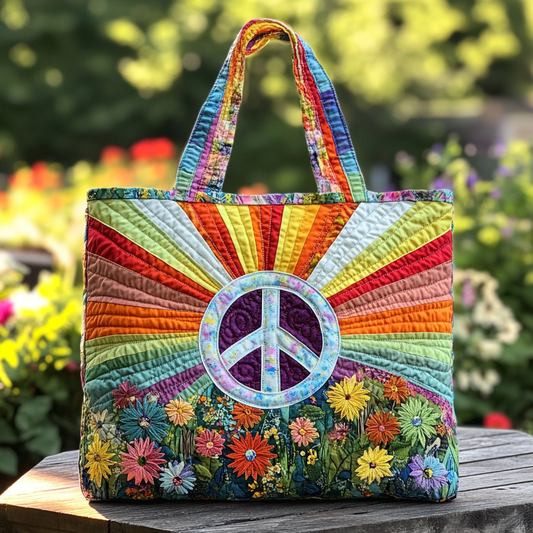 Hippie Vibes Quilted Tote Bag NCU0DK9525
