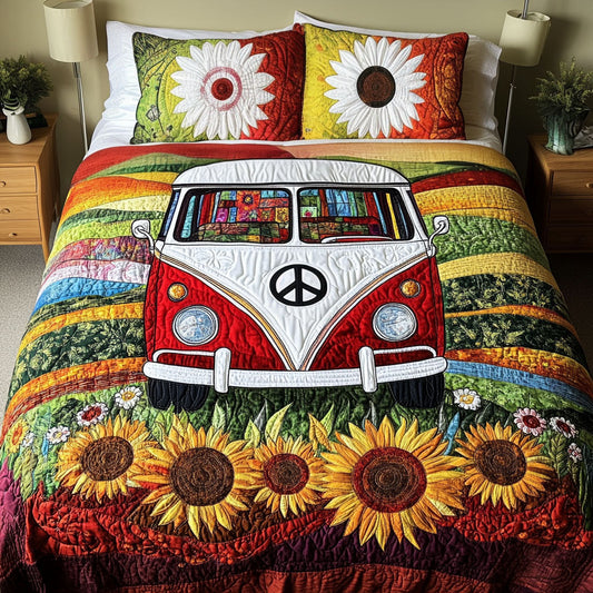 Hippie Wheels 3-Piece Quilted Bedding Set NCU0PT5436