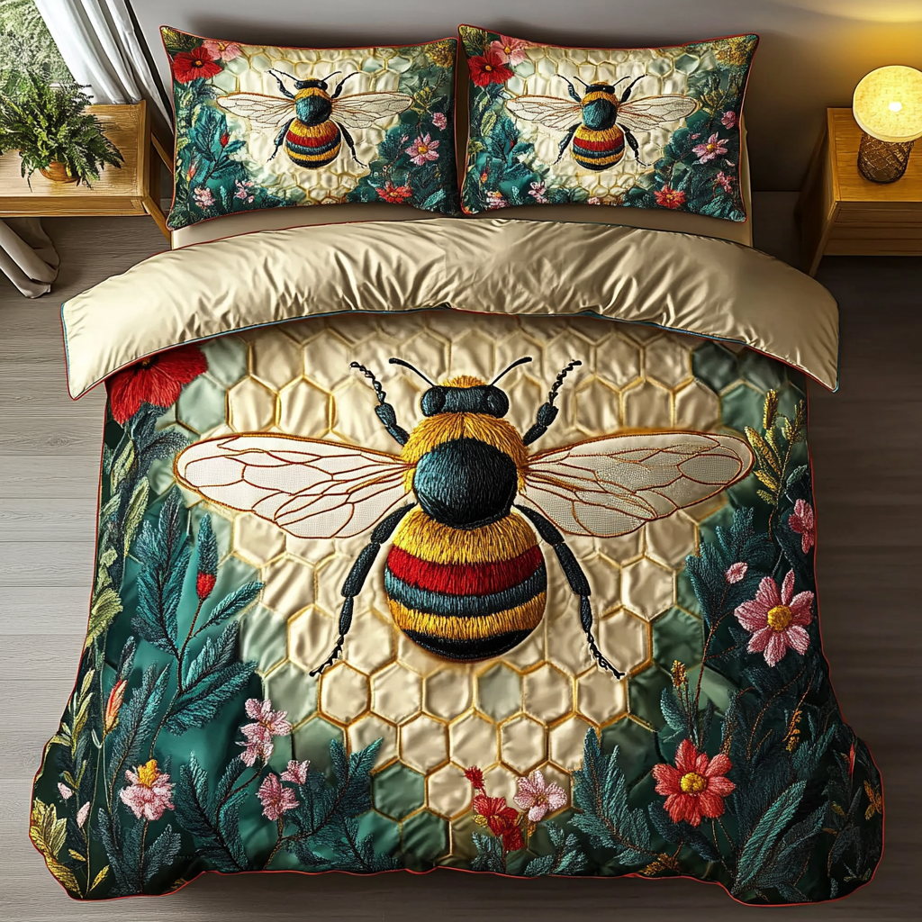 Hive Delight 3-Piece Quilted Bedding Set NCU0DK2861