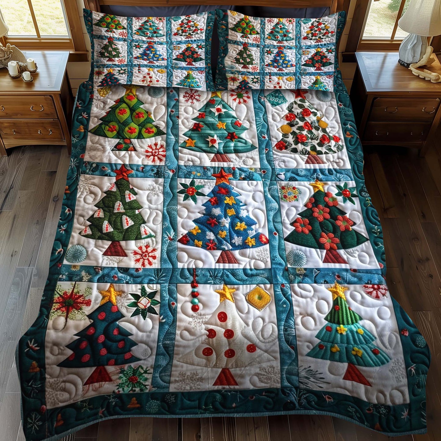 Holiday Lantern 3-Piece Quilted Bedding Set NCU0NT047