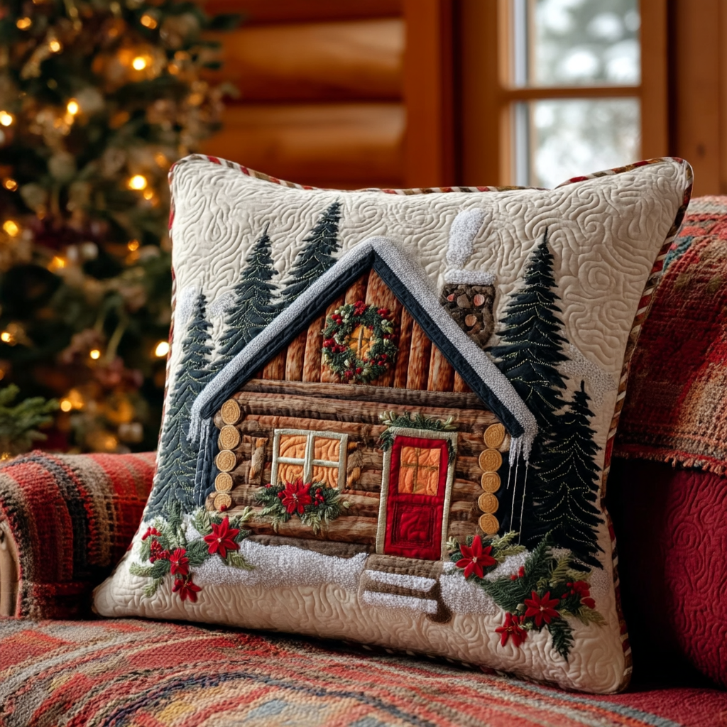 Holiday Welcome Cabin Quilted Pillow Case NCU0TV880