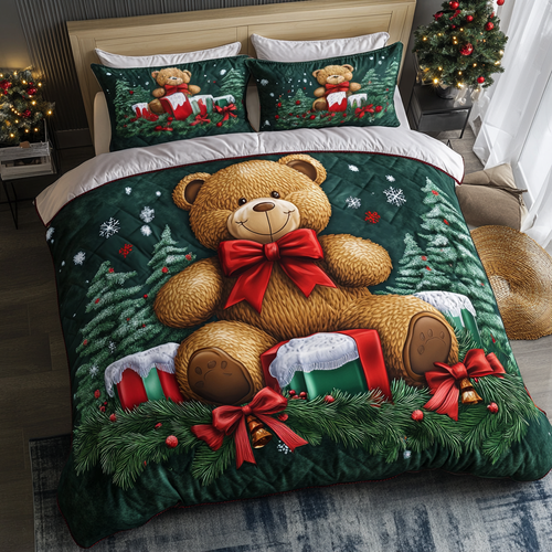 Holiday Bear Magic 3-Piece Quilted Bedding Set NCU0DK2585