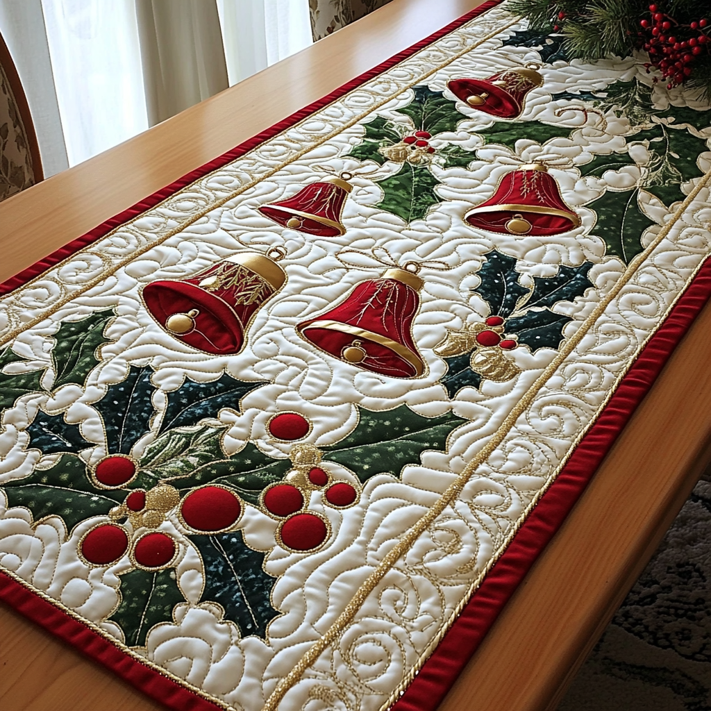 Holiday Bells Quilted Table Runner NCU0DK10034